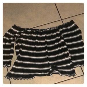 Off the shoulder black and white stripped top